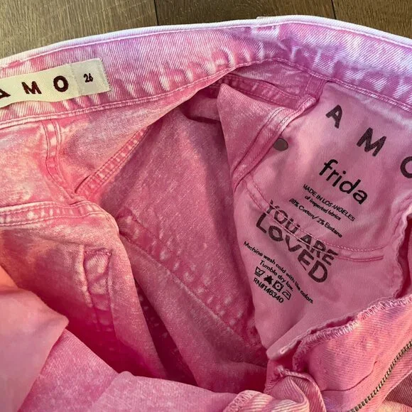 Amo Jeans Frida Wide Leg High Waisted Peony Pink Jeans 26 - Picture 10 of 12